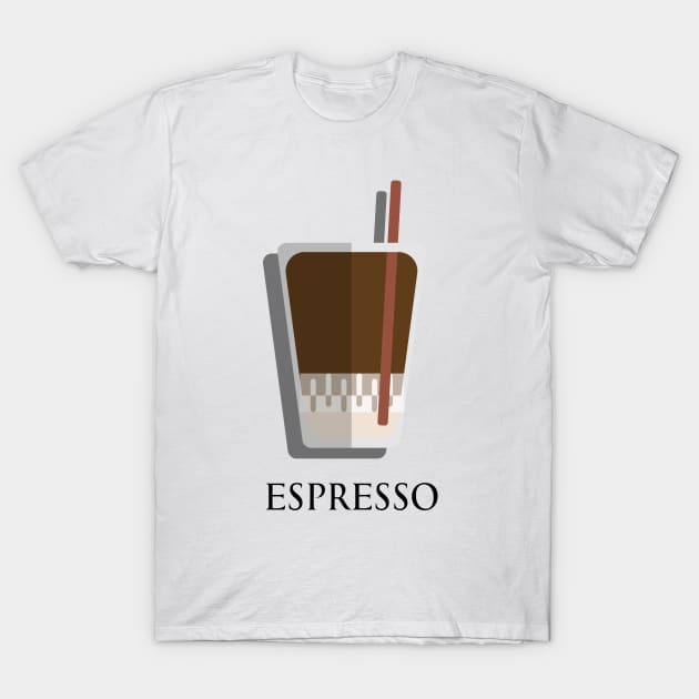 Iced Cold Espresso coffee front view flat design style T-Shirt by FOGSJ